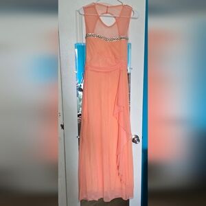 Elegant Peach Chiffon Dress
